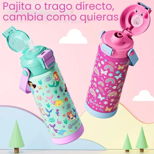 Miniatura 9 de Taza térmica para niños con popote de apertura y pico 2 en 1, 18 oz, tapa a prueba de derrames, acero inoxidable 18/8, taza térmica al vacío, sin