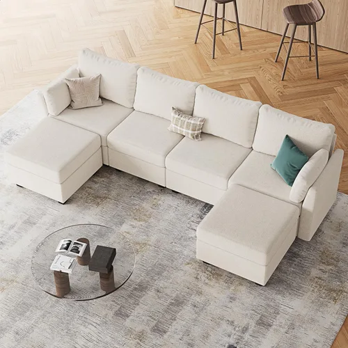 Miniatura 6 de Huatean Home Sofá Seccional Modular de 114.17", Sofá Modular de 6 Asientos con Almacenamiento, Espuma Viscoelástica, Sofás Seccionales Convertibles