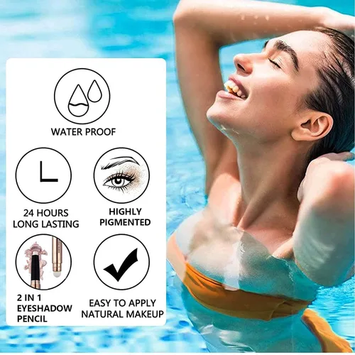 Miniatura 4 de Barra de Sombra de Ojos Rosa, Lápiz de Sombra de Ojos Cremoso, Acabado Brillante, Hipoalergénico, Resistente al Agua, de Larga Duración, Lápiz