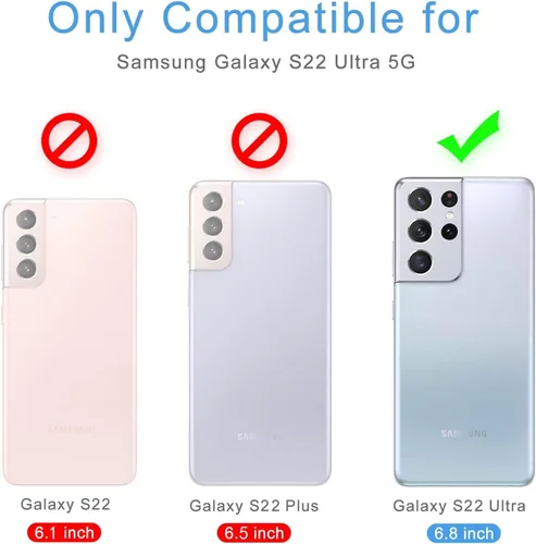 Miniatura 2 de Kowauri Funda para Samsung Galaxy S22 Ultra, Funda de piel sintética con ranura para tarjeta de crédito Funda protectora ultra delgada para Samsung