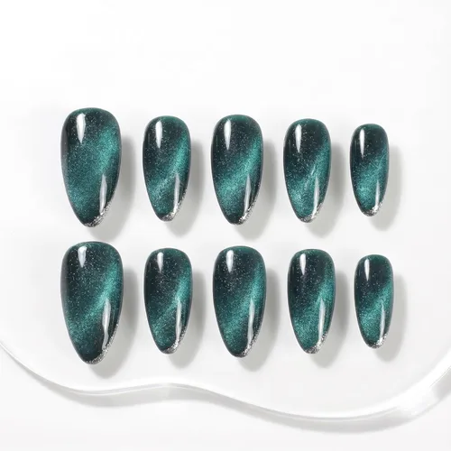 Miniatura 24 de Sun&Beam Nails Uñas a presión hechas a mano medianas con diseño de concha rosa metálica con acabado brillante, 10 piezas para uso diario y ocasiones