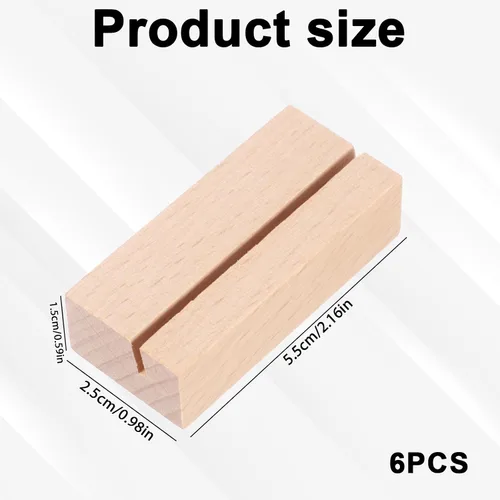 Miniatura 2 de 6 soportes de madera para números de mesa de 2.17 pulgadas, soportes de madera para tarjetas de lugar, soporte para tarjetas de imagen y nombre