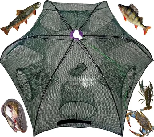 Trampa de cebo de pesca Red de cangrejo Crawdad Shrimp Cast Dip Cage Fish Minnow plegable nuevo