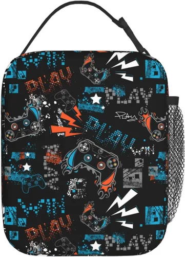 YETTA YANG Fresco videojuego divertido portátil bolsa de almuerzo aislada caja de almuerzo reutilizable bolsas para mujeres hombres trabajo picnic