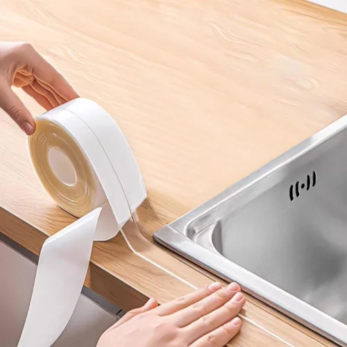 Miniatura 12 de 2 rollos de cinta autoadhesiva para calafatear, impermeable, para baño, tira selladora de calafateo blanca, papel tapiz para despegar y pegar