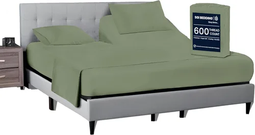 Miniatura 30 de SGI bedding Juego de sábanas King de 36 pulgadas, 100 % algodón egipcio, sábanas ajustables de 600 hilos, juego de sábanas ajustables de 4 piezas