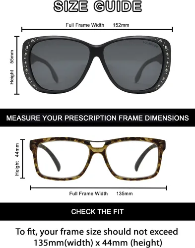 Miniatura 5 de PZ - Gafas de sol polarizadas para mujer para cubrir sobre gafas graduadas con protección UV