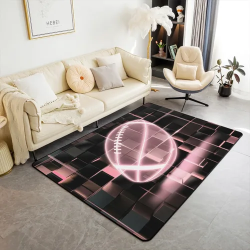 Miniatura 30 de Erosebridal Tapete de fútbol para interiores de 3 x 5 pulgadas, alfombra de fútbol neón para niños, adolescentes, hombres, brillantes, geométricas