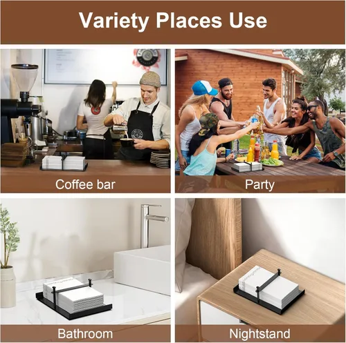 Miniatura 6 de Servilletero plano para mesa, dispensador de servilletas de cocina, bandeja para toallas de invitados, bandeja rectangular para comedor, facturas