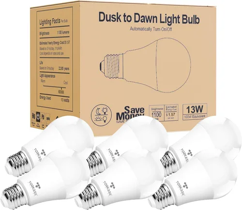 Miniatura 11 de Torkase Bombillas de luz de 13 W del atardecer al amanecer, no requiere temporizador, 1100 lm (equivalente a 100 W), luz diurna de 6000 K, bombillas