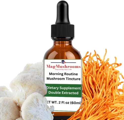 Tintura de hongos de rutina matutina, alta potencia, doble extracción, 60 dosis diarias, melena de león y cordyceps