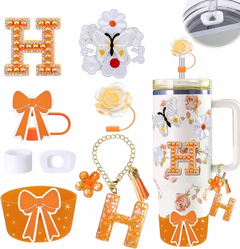 Miniatura 36 de 15 piezas de set de accesorios para vaso Stanley Cup 30oz 40oz con asa, incluye cubierta de pajita de silicona y bota, encanto de asa, encantos