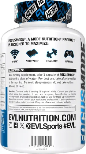 Miniatura 3 de Evlution Nutrición Energía Mental y Suplemento de Enfoque para Adultos - Suplemento de apoyo cerebral nootrópicos con cafeína L teanina alfa GPC