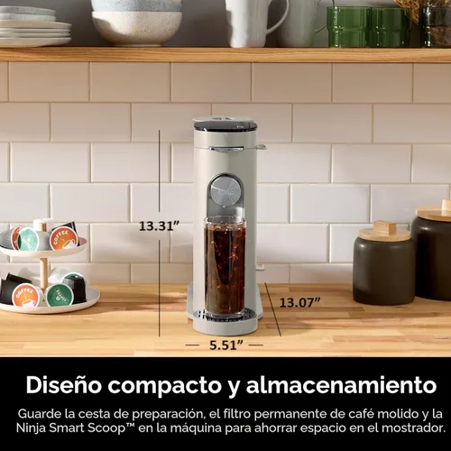 Miniatura 2 de Ninja Pods & Grounds Cafetera de una sola porción, compatible con cápsulas K-Cup, prepara molidos, diseño compacto, depósito de 56 oz, tamaños