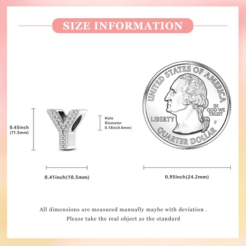Miniatura 127 de PARCOM Dijes de letras compatibles con pulseras Pandora de plata esterlina S925 con iniciales para pulseras del alfabeto A-Z, cuentas de letras