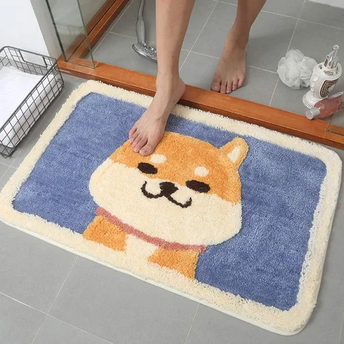 Miniatura 6 de Ankah Dog Series - Alfombra de baño de la colección de animales Shiba y Corgi, felpa suave y peluda, antideslizante, altamente absorbente, lavable a
