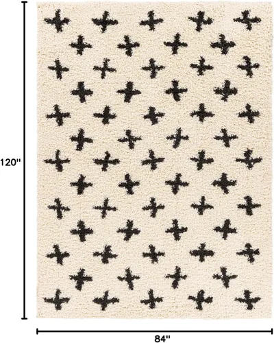 Miniatura 2 de Alfombras de Área Livabliss - Alfombra Shag Suave Mora Marroquí Boho Negro Crema de 8x10 para Sala de Estar y Dormitorio - Alfombra Grande