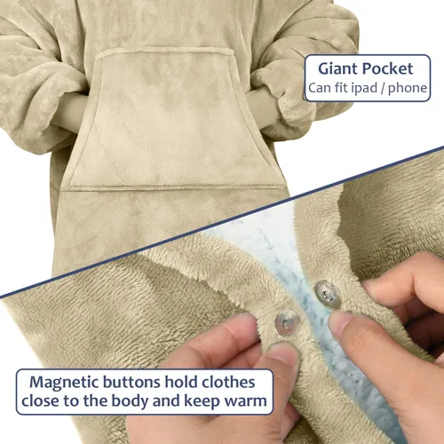 Miniatura 4 de Solaris - Sudadera con capucha tipo manta para niños - Regalo cálido y suave, sudadera de forro polar Sherpa extragrande y acogedora para Latte