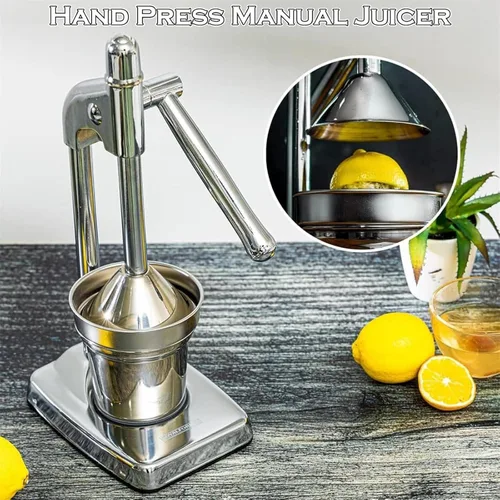 Miniatura 3 de Exprimidor manual de hierro fundido, exprimidor manual efectivo de acero inoxidable, con base de taza antideslizante, palanca de ahorro de esfuerzo