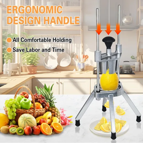 Miniatura 4 de Hakka Commercial Easy Wedger - Cortador de limón con 3 cuchillas, cortador de frutas de acero inoxidable 4/6/8 para limones, limas, tomates, papas