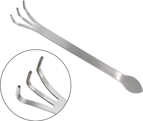 Miniatura 2 de Rastrillo para bonsái de acero inoxidable con espátula, mini estante de jardinería, cultivador de 3 puntas, herramientas para árbol bonsái