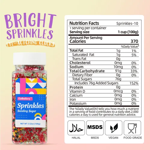 Miniatura 2 de Mezcla de estrellas con purpurina plateada comestible de lijado, chispas de azúcar comestible azul y morado para decoración de pasteles, azúcar