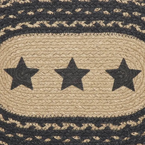 Miniatura 6 de VHC Brands Farmhouse Star - Mantel individual para mesa de comedor, yute trenzado, ovalado, negro tostado, 10 x 16 pulgadas
