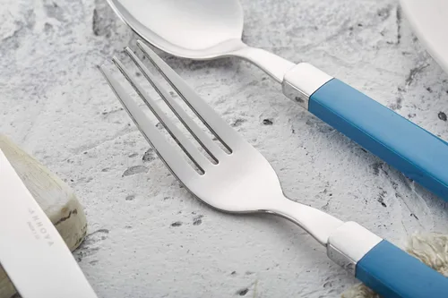 Miniatura 4 de ANNOVA Juego de cubiertos coloridos de acero inoxidable, utensilios de cocina, incluye cuchillos, tenedores, cucharas, tenedores de ensalada y Azul