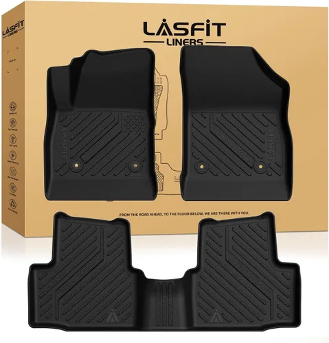 Miniatura 24 de LASFIT Juego completo de tapetes de elastómero termoplástico para todo tipo de clima de ajuste personalizado para automóviles, de 1ª y 2ª fila, 3