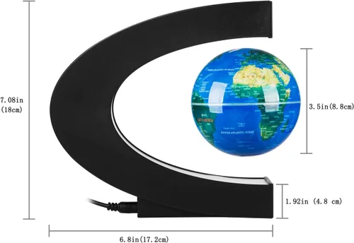 Miniatura 6 de Globo de levitación con luces LED, globo de levitación magnética multicolor que cambia de color, lámpara flotante giratoria de mapa del mundo