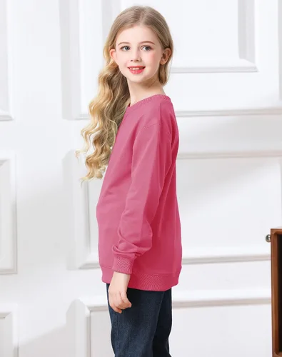 Miniatura 3 de Bingerlily Sudadera casual de manga larga para niñas, cuello redondo, lindo suéter de ajuste relajado