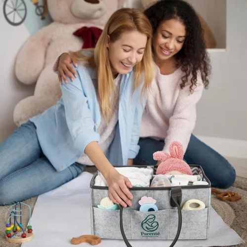Miniatura 5 de Organizador de pañales: organizador portátil de bebé para cosas de bebé, artículos esenciales para recién nacidos, organizador con asa, regalos Gris
