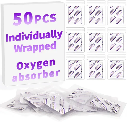 Envueltos individualmente: absorbentes de oxígeno Midukit para almacenamiento de alimentos de 500 cc, 50 paquetes, paquetes de grado alimenticio