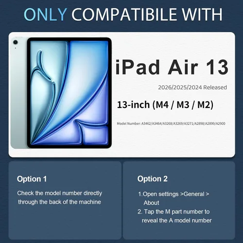 Miniatura 6 de WESOROL Funda para iPad Air de 13 pulgadas M4/M3/M2 2026/2025/2024 con soporte para lápiz, protector de pantalla, soporte giratorio de 360°, funda