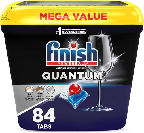 Miniatura 15 de Finish Quantum Cápsulas para lavavajillas, sin enjuague previo, detergente para lavavajillas, elimina las manchas y la grasa seca 24 horas, dejando