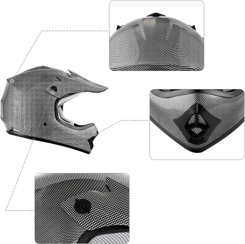 Miniatura 103 de TCMT Casco de motocross para jóvenes, certificado por DOT, casco de motocross ATV de cara completa para niños con gafas, guantes y bolsa para casco