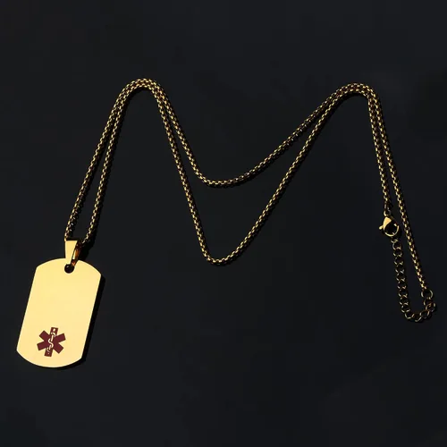 Miniatura 4 de Collar de alerta médica, etiqueta grabada con láser, grabado personalizado, etiqueta de identificación de acero inoxidable, colgante para hombres