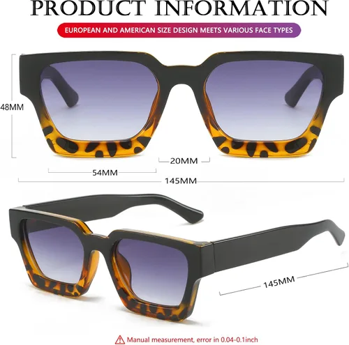 Miniatura 58 de AIEYEZO Gafas de sol cuadradas para mujeres y hombres, gafas de sol cuadradas con montura gruesa, estilo de diseñador simple