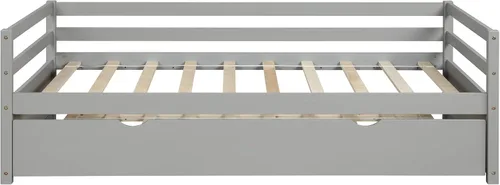 Miniatura 6 de Merax Sofá cama tamaño individual con nido, marco de sofá cama de madera maciza, color gris
