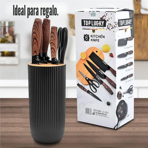 Miniatura 7 de Juego de Cuchillos, Wiztoynia Juego de Cuchillos de Cocina Negros de 6 Piezas para el Hogar, Juego de Cuchillos de Chef Afilados de Acero Inoxidable