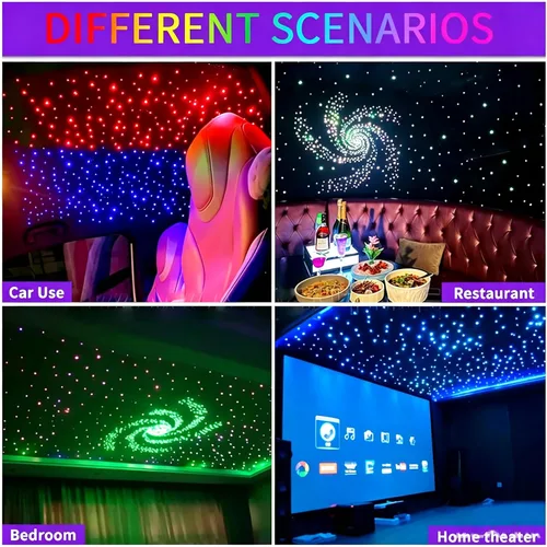 Miniatura 7 de Luz de techo de 32 W Twinkle Starlight, 1100 luces de estrella de 13.1 pies para automóvil, luz LED de fibra óptica de doble color, RGBW, estrellas