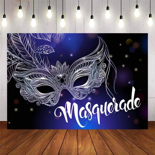 Miniatura 2 de MEHOFOND Máscara de fondo de mascarada, decoración de fiesta, Mardi Gras, carnaval, cumpleaños, fiesta de baile, máscara plateada con purpurina