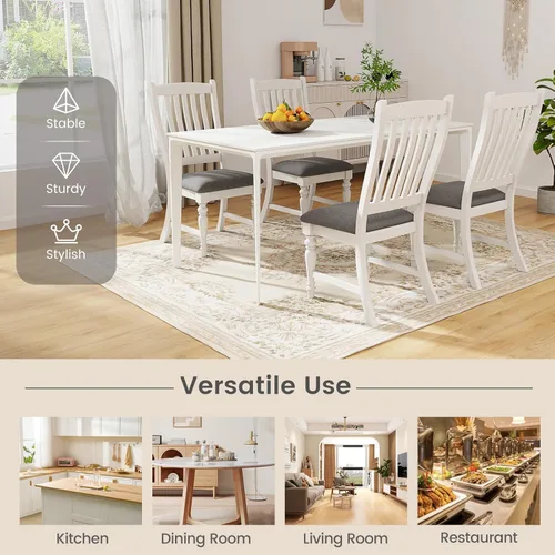 Miniatura 8 de Giantex Juego de 4 sillas de comedor de madera, sillas de cocina de granja con marco de madera maciza, carga máxima de 355 libras, sillas laterales