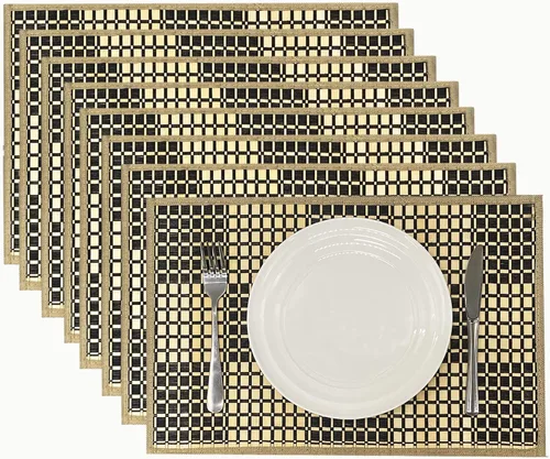 Miniatura 15 de Set of 8 Bamboo Slats Placemat Modern Placemats Natural Anti-Slip Bamboo Placemats Washable Heat-Resistant Table Mats for Kitchen Dinning Room Table