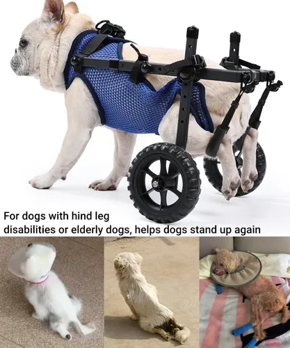 Miniatura 6 de Silla de ruedas ajustable para perros pequeños para patas traseras, rueda texturizada mejorada de 5.5 pulgadas, mascotas discapacitadas, soporte