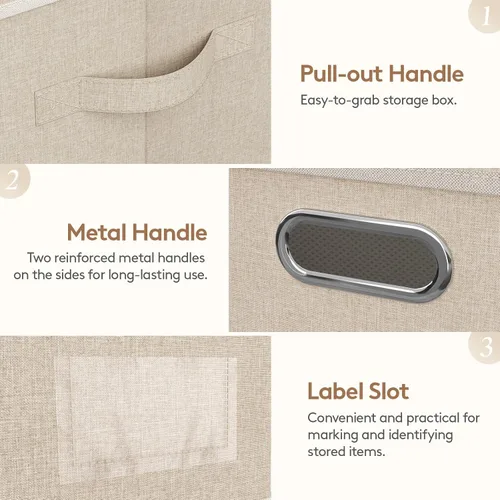 Miniatura 5 de Lifewit Contenedores de almacenamiento de ropa con tapas, cajas de almacenamiento plegables de tela con asas, organizador decorativo de armario