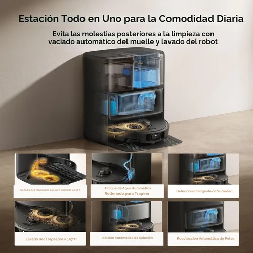 Miniatura 2 de Mova P50 Pro Ultra Robot Aspiradora y Trapeador, succión de 19,000Pa con cepillo antienredos, trapeador extraíble y levantable para alfombra y piso