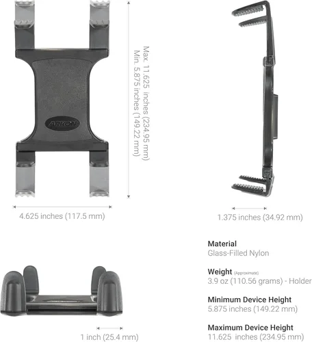 Miniatura 6 de ARKON Mounts Clamp - Soporte para tablet Agarre seguro Rotación de 360 grados Se fija fácilmente a manillares, postes, bicicletas