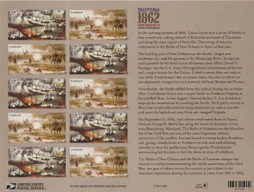Miniatura 2 de Sellos postales coleccionables de Estados Unidos 2012: La guerra civil/guerra entre los estados 1862 Hoja MNH
