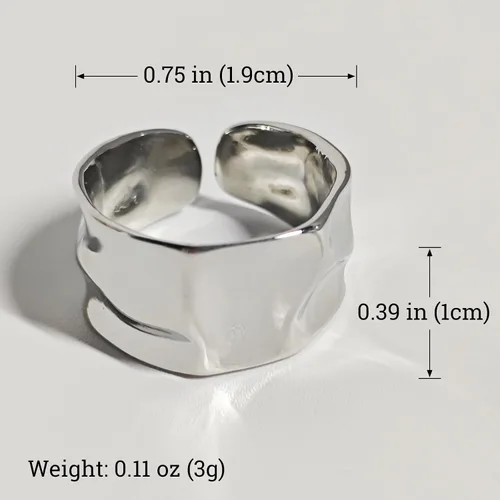 Miniatura 33 de Anillo de plata de ley 925, minimalista, ajustable, hecho a mano, para mujeres y niñas